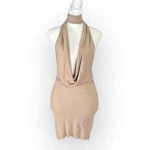 bodycon rib knit dress Sage Round Neck Bodycon Ribbed Knit Midi Dress main image 1